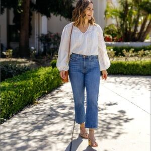 AYR The Pop Straight Leg Jeans Womens 29S Blue Denim Cropped Stretch Made in USA